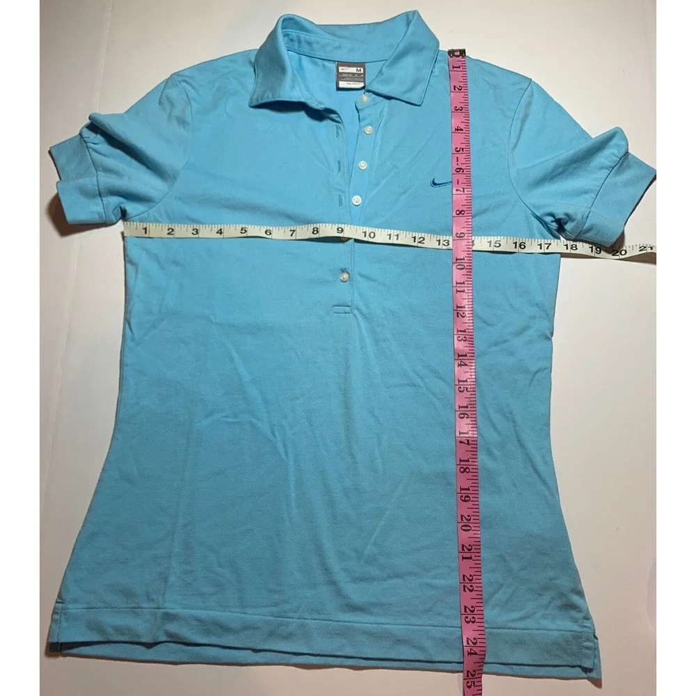 Nike Golf Fit Dry Blue Short Sleeve Collar Button V-Neck Top Medium